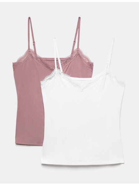 Marks & Spencer Súprava 2 ks čipkovaných tielok s vysokým podielom modalu a technológiou Flexifit™ a čipkou Marks & Spencer ružová