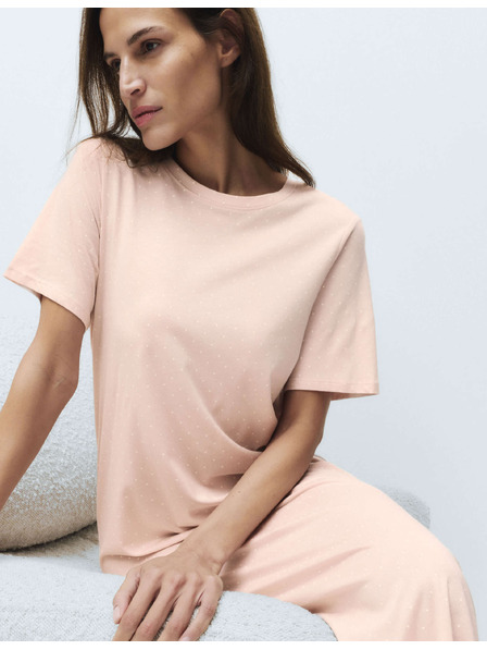 Marks & Spencer Dlhá nočná košeľa s potlačou z bavlny a modalu Marks & Spencer ružová