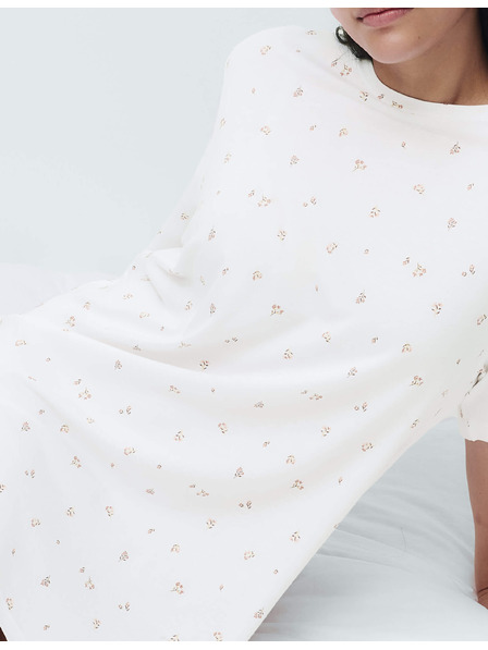Marks & Spencer Bavlnená voľná nočná košeľa z modalu s potlačou Marks & Spencer smotanová