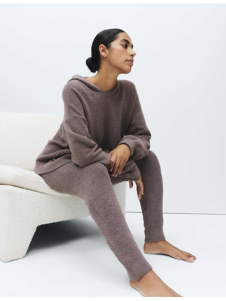 Marks & Spencer Pohodlné domáce pletené legíny Marks & Spencer hnedá