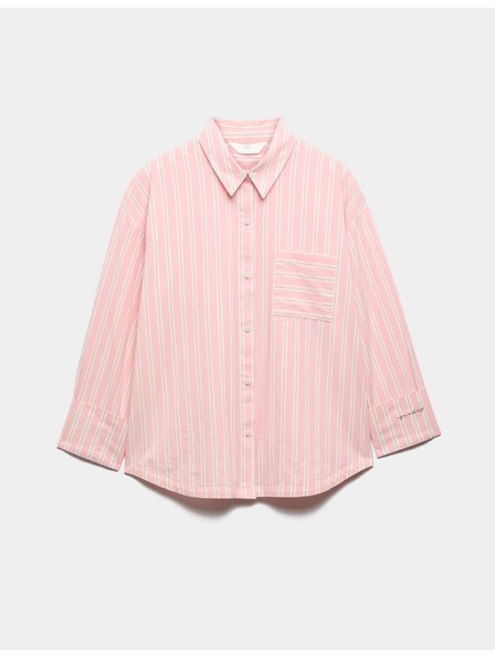Marks & Spencer Pruhovaná pyžamová košeľa z čistej bavlny Marks & Spencer ružová