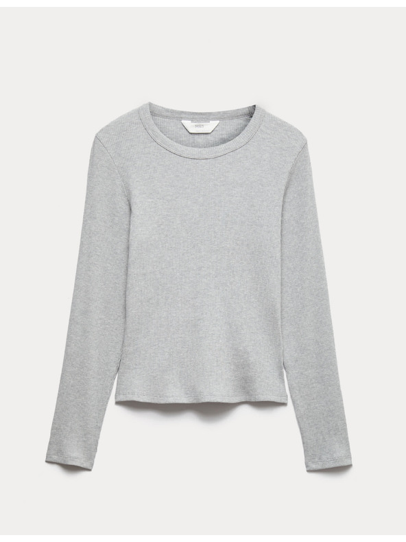 Marks & Spencer Pyžamový žebrovaný top s úpravou Cool Comfort™ z bavlny a modalu Marks & Spencer sivá