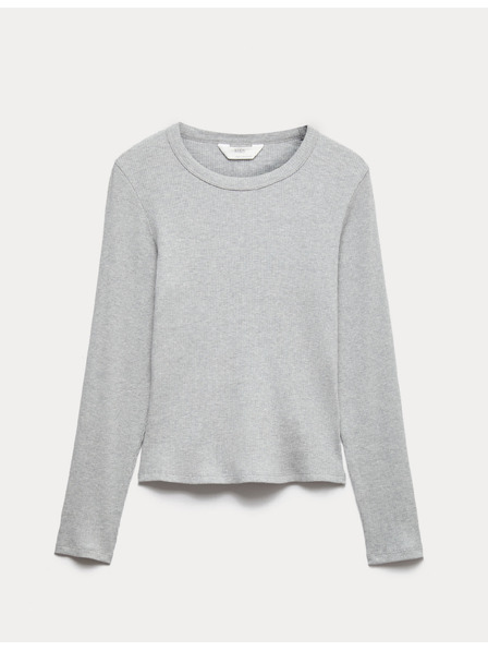 Marks & Spencer Pyžamový žebrovaný top s úpravou Cool Comfort™ z bavlny a modalu Marks & Spencer sivá