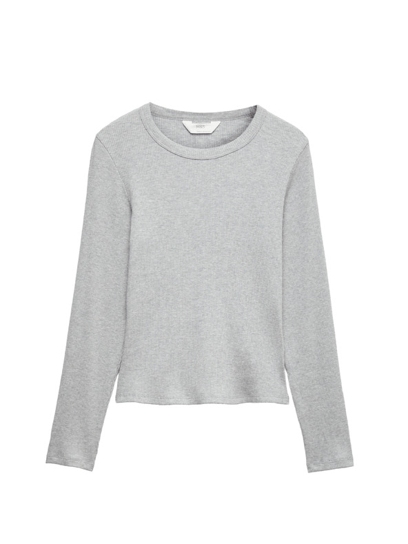 Marks & Spencer Pyžamový žebrovaný top s úpravou Cool Comfort™ z bavlny a modalu Marks & Spencer sivá