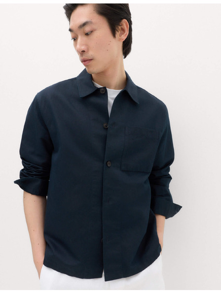 Marks & Spencer Košeľová bunda normálneho strihu zo zmesi ľanu a bavlny Marks & Spencer námornícka modrá