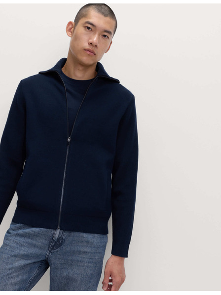 Marks & Spencer Sveter na zips s milánskym vzorujúcim, zo zmesi bavlny Marks & Spencer námornícka modrá