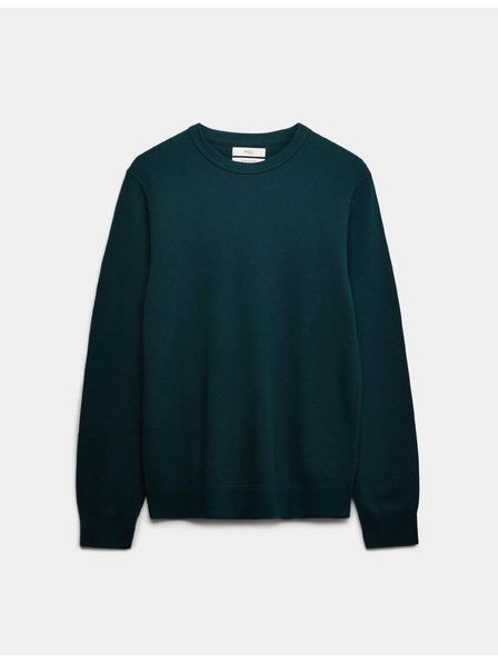 Marks & Spencer Textúrovaný sveter na krku z čistej bavlny Marks & Spencer modrá