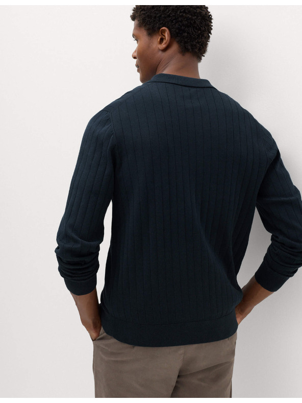 Marks & Spencer Pánske rebrované polo tričko z bavlnenej zmesi Marks & Spencer námornícka modrá