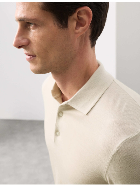 Marks & Spencer Polo košeľa z čistej extra jemnej vlny merino Marks & Spencer béžová