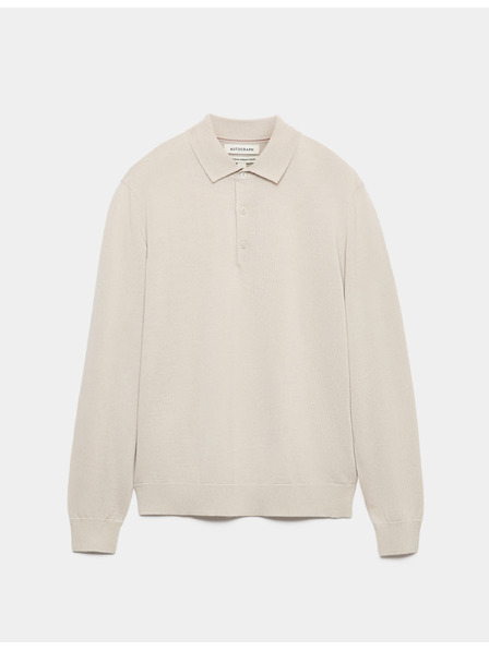 Marks & Spencer Polo košeľa z čistej extra jemnej vlny merino Marks & Spencer béžová