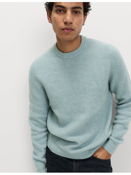Marks & Spencer Rebrovaný sveter so stojačikom, z mimoriadne mäkkej priadze s prímesou vlny Marks & Spencer modrá