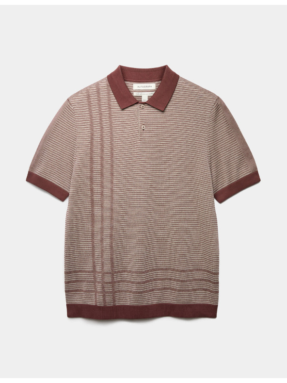 Marks & Spencer Pletená bavlnená polo košeľa klasického strihu Marks & Spencer hnedá