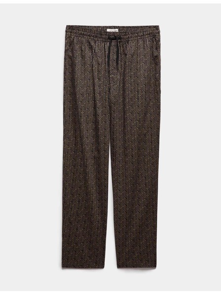 Marks & Spencer Pyžamové nohavice z bavlneného úpletu s geometrickým vzorom a elastickým pásom Marks & Spencer hnedá