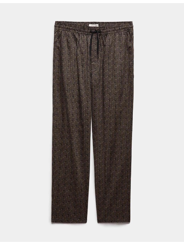 Marks & Spencer Pyžamové nohavice z bavlneného úpletu s geometrickým vzorom a elastickým pásom Marks & Spencer hnedá