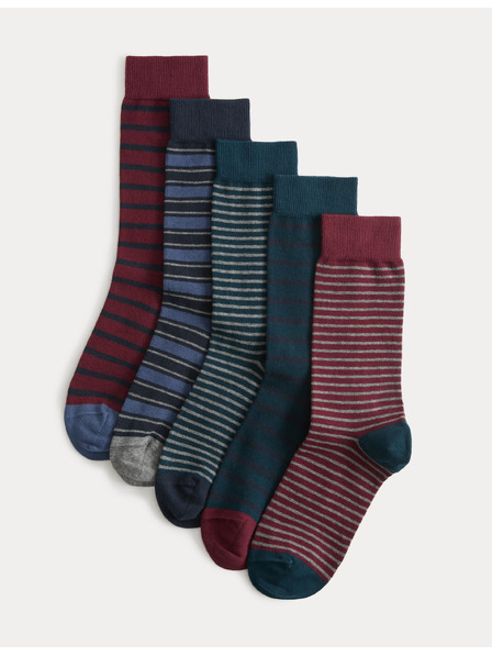 Marks & Spencer Pruhované ponožky s technológiou Cool & Freshfeet™, 5 párov Marks & Spencer viacfarebná