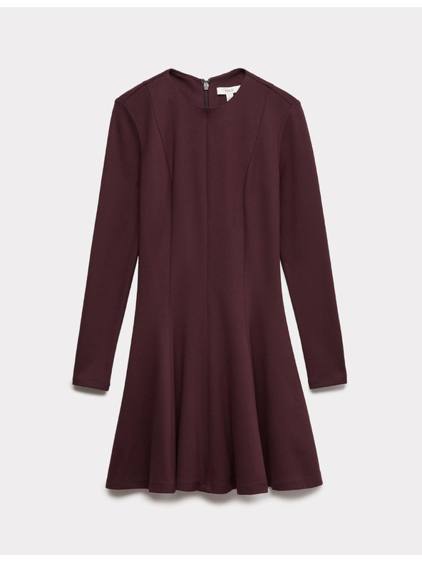 Marks & Spencer Žersejové kolové mini šaty s výstrihom ku krku Marks & Spencer hnedá