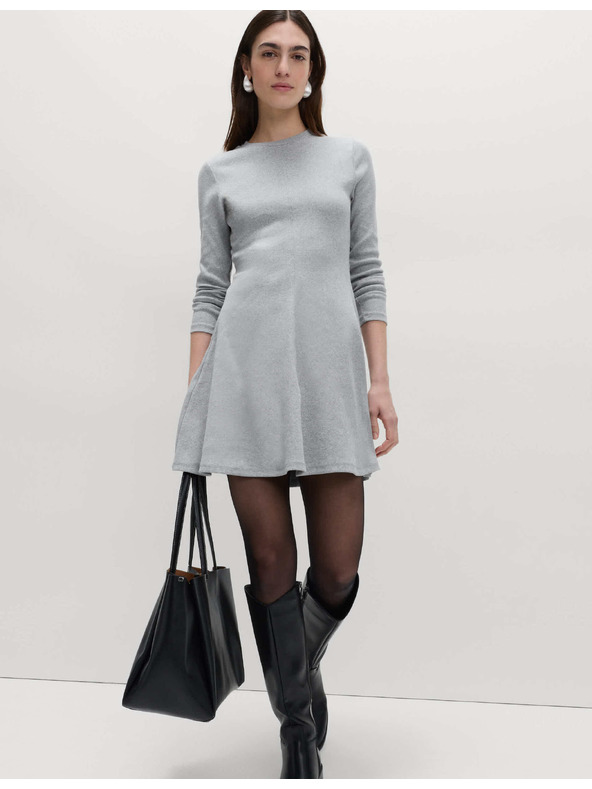 Marks & Spencer Žebrované kolové mini šaty s vysokým podielom bavlny Marks & Spencer sivá