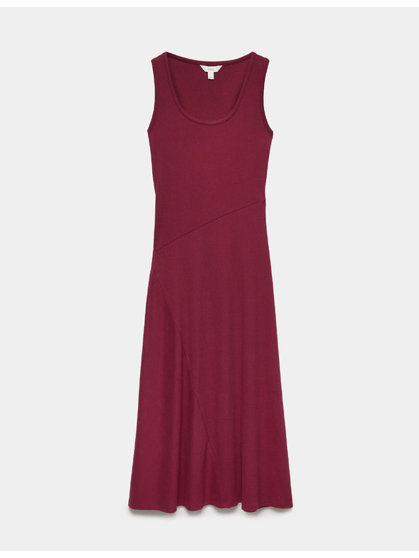 Marks & Spencer Žebrované midi šaty stĺpčikového strihu, s vysokým podielom bavlny Marks & Spencer červená