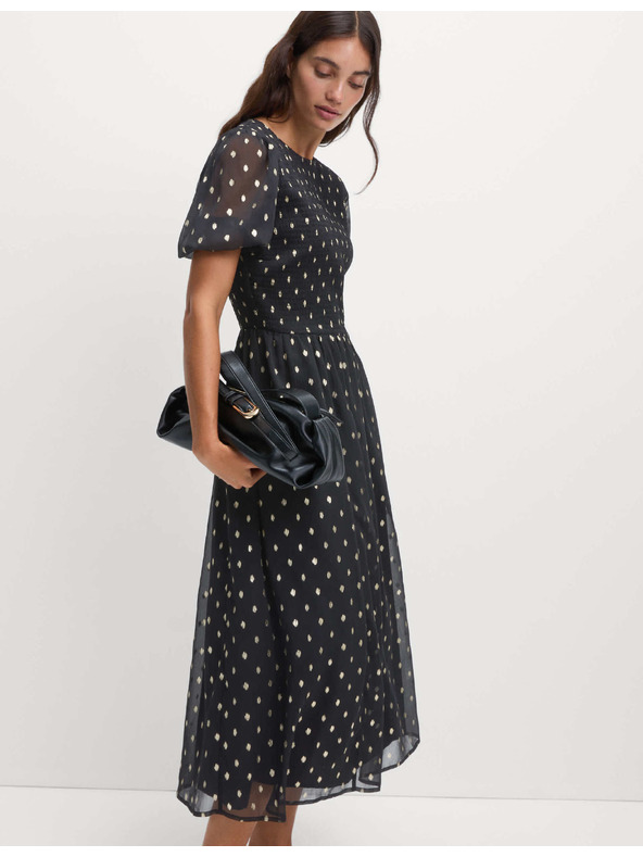 Marks & Spencer Midi šaty s metalickým bodkovým potlačom Marks & Spencer čierna