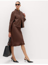 Marks & Spencer Saténová natahovacia midisukňa s rásovaním Marks & Spencer hnedá
