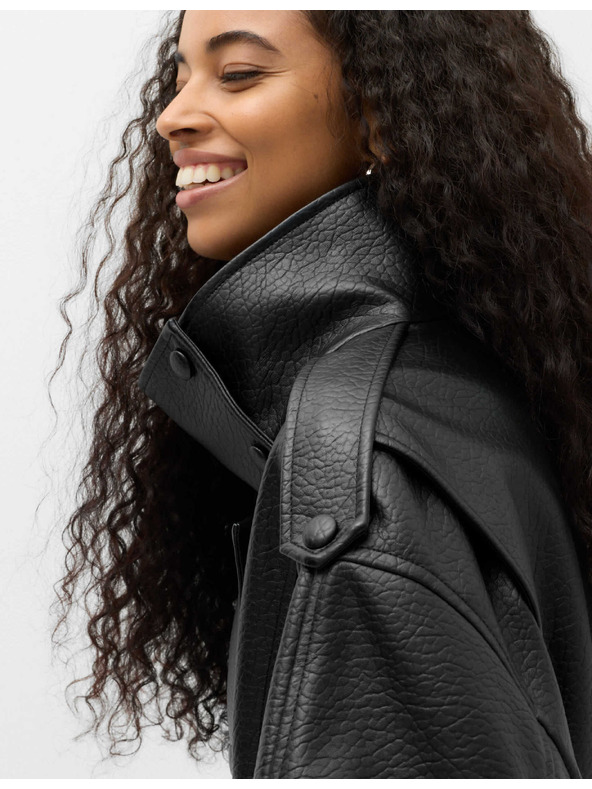 Marks & Spencer Bomber bunda z imitácie kože so stojáčikom Marks & Spencer čierna