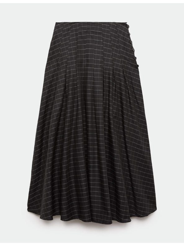 Marks & Spencer Kockovaná maxi sukňa s gombíkmi a vysokým podielom bavlny Marks & Spencer čierna