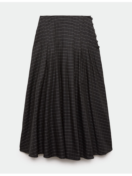 Marks & Spencer Kockovaná maxi sukňa s gombíkmi a vysokým podielom bavlny Marks & Spencer čierna