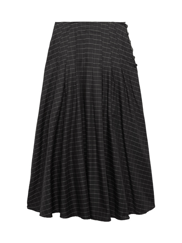 Marks & Spencer Kockovaná maxi sukňa s gombíkmi a vysokým podielom bavlny Marks & Spencer čierna