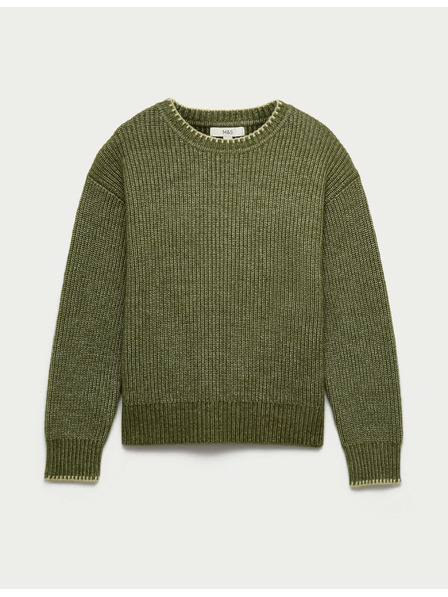 Marks & Spencer Sveter z mäkkého vlákna s okrúhlym výstrihom a šnúrovaním Marks & Spencer zelená
