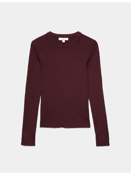 Marks & Spencer Priliehavý žebrovaný sveter s okrúhlym výstrihom Marks & Spencer červená