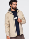 Ombre Clothing Pánska bunda SOFTSHELL s fleecovou podšívkou a kapucňou – piesková V4 OM-JANP-0292 Ombre Clothing