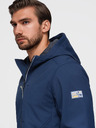 Ombre Clothing Pánska bunda SOFTSHELL s fleecovou podšívkou a kapucňou – tmavě modrá V5 OM-JANP-0292 Ombre Clothing