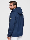 Ombre Clothing Pánska bunda SOFTSHELL s fleecovou podšívkou a kapucňou – tmavě modrá V5 OM-JANP-0292 Ombre Clothing
