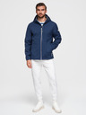 Ombre Clothing Pánska bunda SOFTSHELL s fleecovou podšívkou a kapucňou – tmavě modrá V5 OM-JANP-0292 Ombre Clothing
