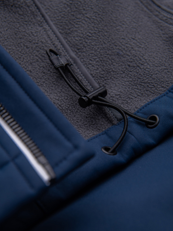 Ombre Clothing Pánska bunda SOFTSHELL s fleecovou podšívkou a kapucňou – tmavě modrá V5 OM-JANP-0292 Ombre Clothing