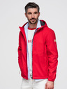 Ombre Clothing Pánska bunda SOFTSHELL s fleecovou podšívkou a kapucňou – červená V6 OM-JANP-0292 Ombre Clothing