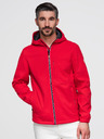 Ombre Clothing Pánska bunda SOFTSHELL s fleecovou podšívkou a kapucňou – červená V6 OM-JANP-0292 Ombre Clothing
