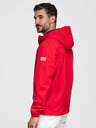 Ombre Clothing Pánska bunda SOFTSHELL s fleecovou podšívkou a kapucňou – červená V6 OM-JANP-0292 Ombre Clothing