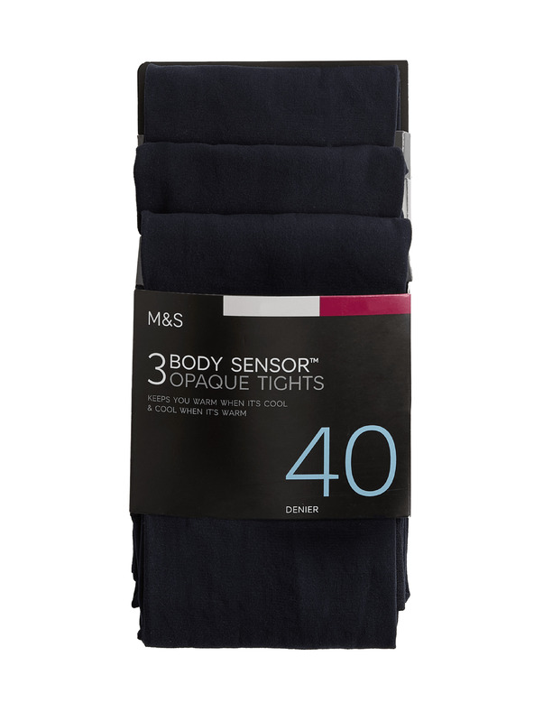 Marks & Spencer Pančuchové nohavice Body Sensor™, 40 DEN, 3 ks v balení Marks & Spencer námorná modrá