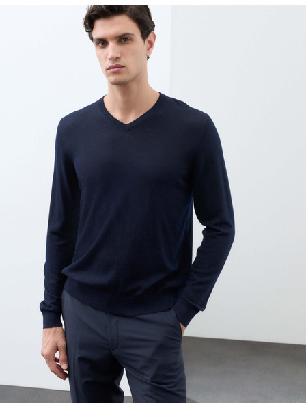 Marks & Spencer Sveter s výstrihom do V z čistej mimoriadne jemnej vlny merino Marks & Spencer čierna