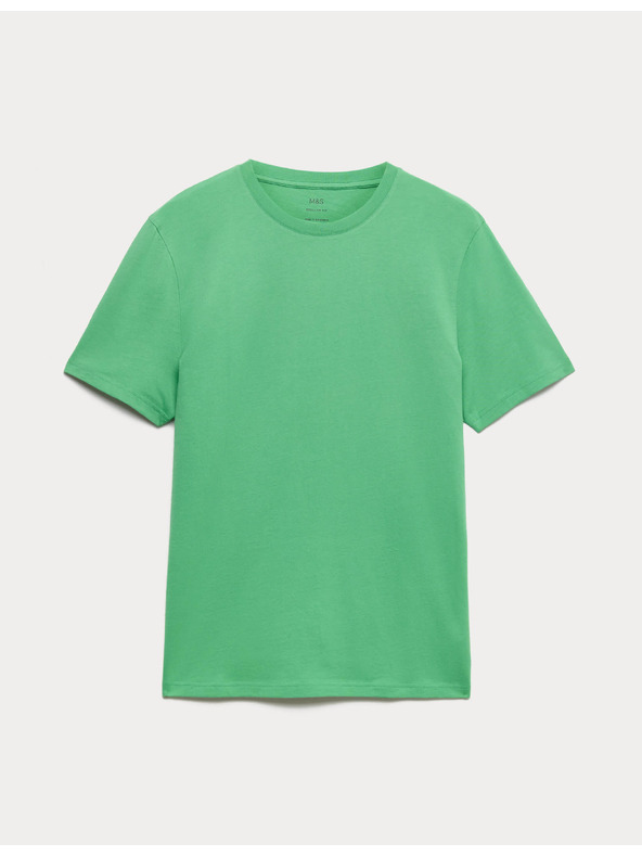 Marks & Spencer Tričko ku krku z čistej bavlny Marks & Spencer zelená
