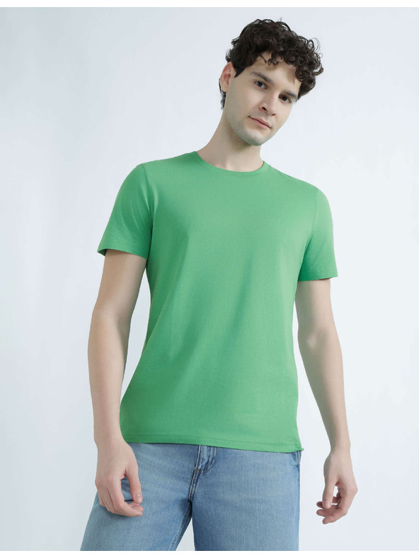 Marks & Spencer Tričko ku krku z čistej bavlny Marks & Spencer zelená