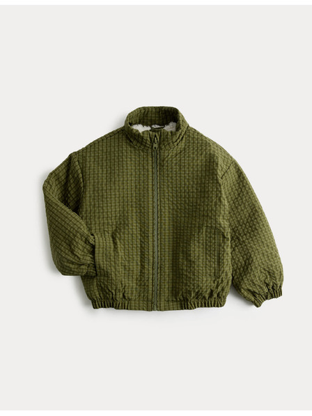 Marks & Spencer Kockovaná bunda bomber s podšívkou z umelej kožušiny (2–8 rokov) Marks & Spencer zelená