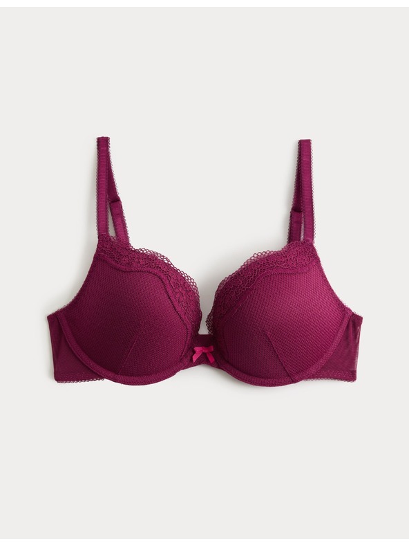 Marks & Spencer Krajková push-up dekoltovaná podprsenka Jasmine s kosticami, (vel. A–E) Marks & Spencer ružová