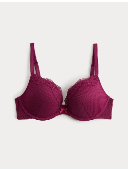 Marks & Spencer Krajková push-up dekoltovaná podprsenka Jasmine s kosticami, (vel. A–E) Marks & Spencer ružová