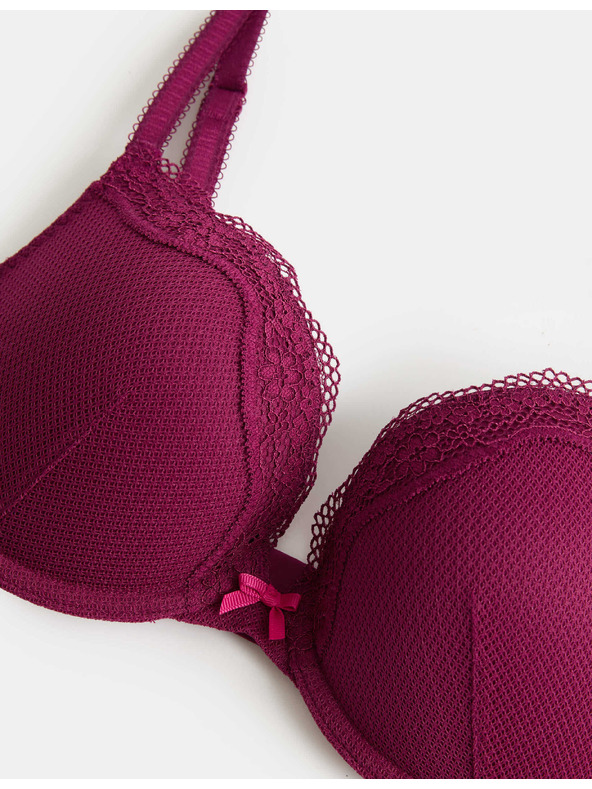 Marks & Spencer Krajková push-up dekoltovaná podprsenka Jasmine s kosticami, (vel. A–E) Marks & Spencer ružová
