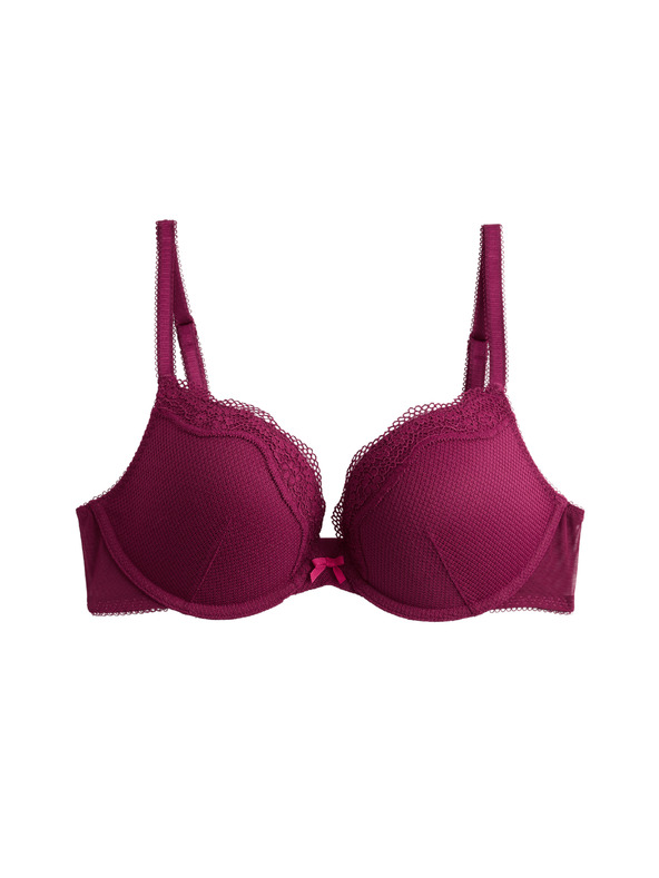 Marks & Spencer Krajková push-up dekoltovaná podprsenka Jasmine s kosticami, (vel. A–E) Marks & Spencer ružová