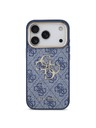 Guess Guess PU Leather 4G Metal Logo Gold Frame Zadný Kryt pre iPhone 18 Pro Blue