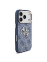 Guess Guess PU Leather 4G Metal Logo Gold Frame Zadný Kryt pre iPhone 18 Pro Blue