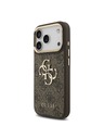 Guess Guess PU Leather 4G Metal Logo Gold Frame Zadný Kryt pre iPhone 18 Pro Brown